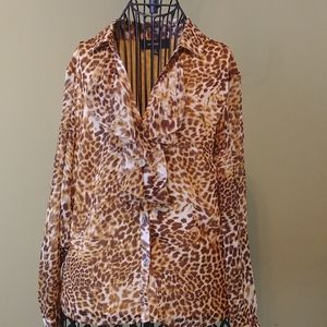 JONES WEAR, SIZE M, BLOUSE WITH RUFFLES, LIKE NEW